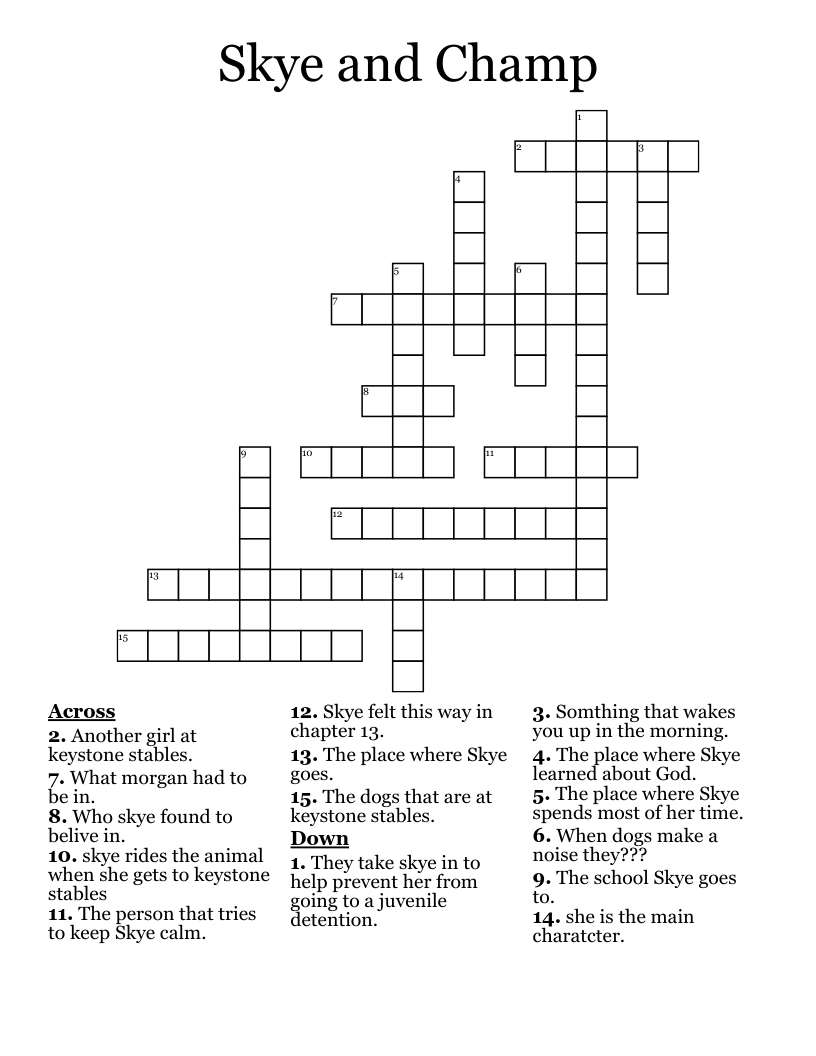 Skye and Champ Crossword