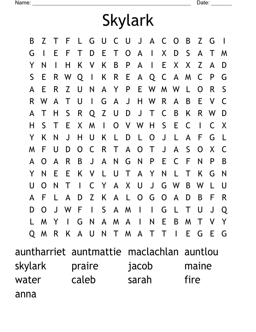 Skylark Word Search