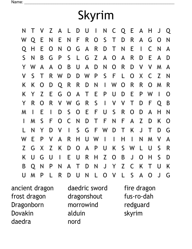 Skyrim Word Search