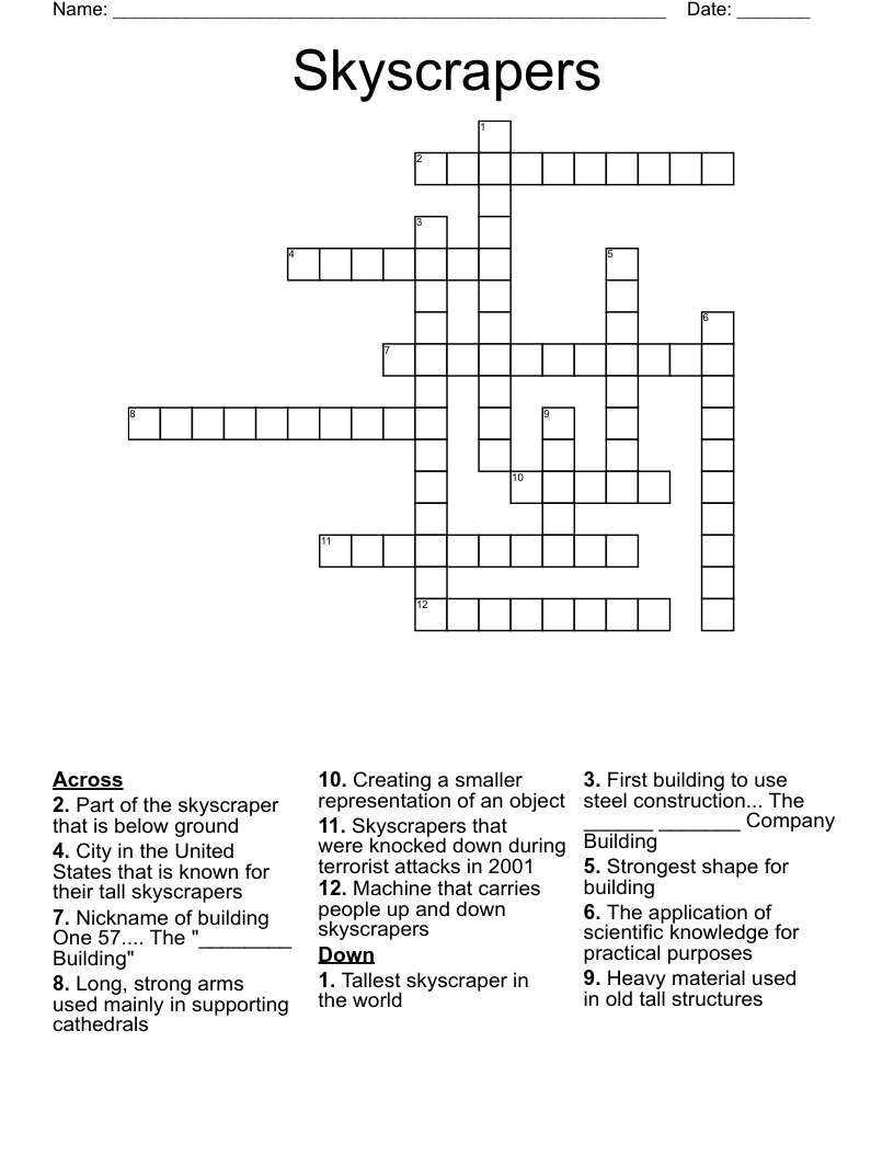 Skyscrapers Crossword