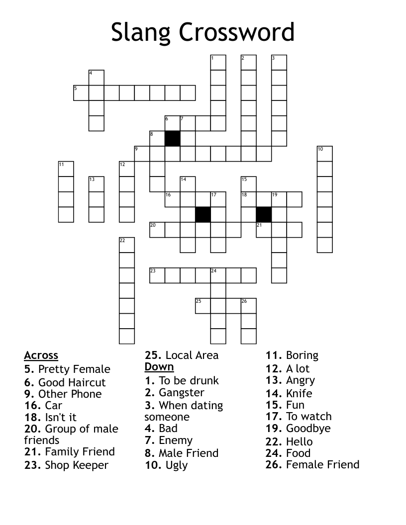Slang Crossword