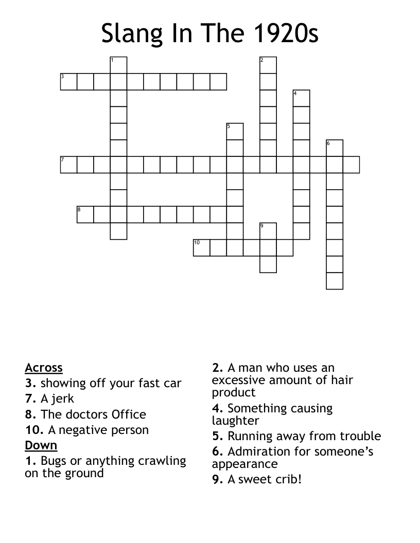 Slang In The 1920s Crossword