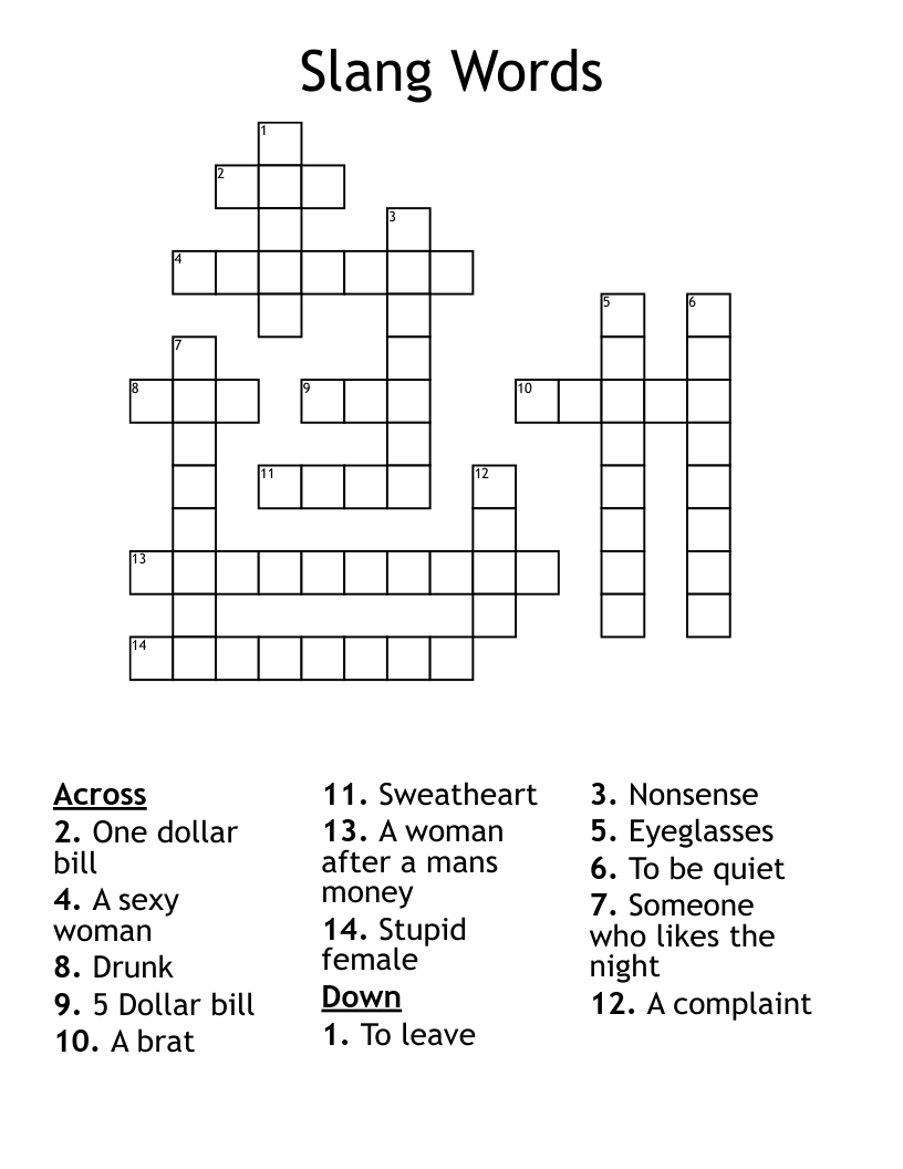 Slang Words Crossword