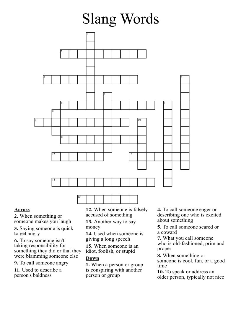 Slang Words Crossword