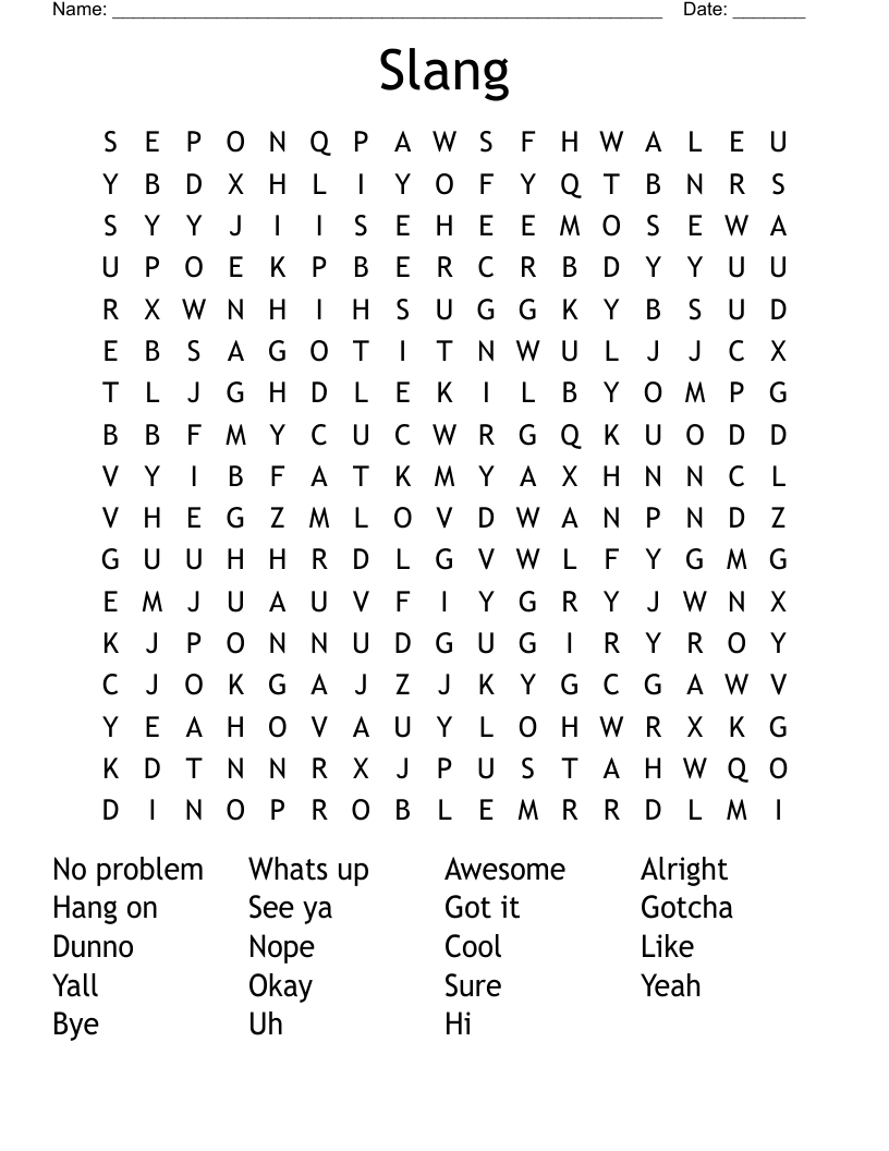 Slang  Word Search
