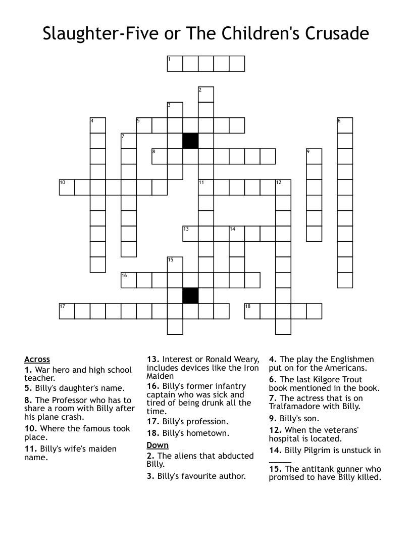 Slaughter-Five or The Children's Crusade Crossword