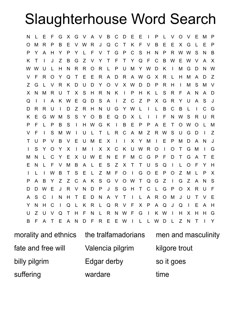 Slaughterhouse Word Search
