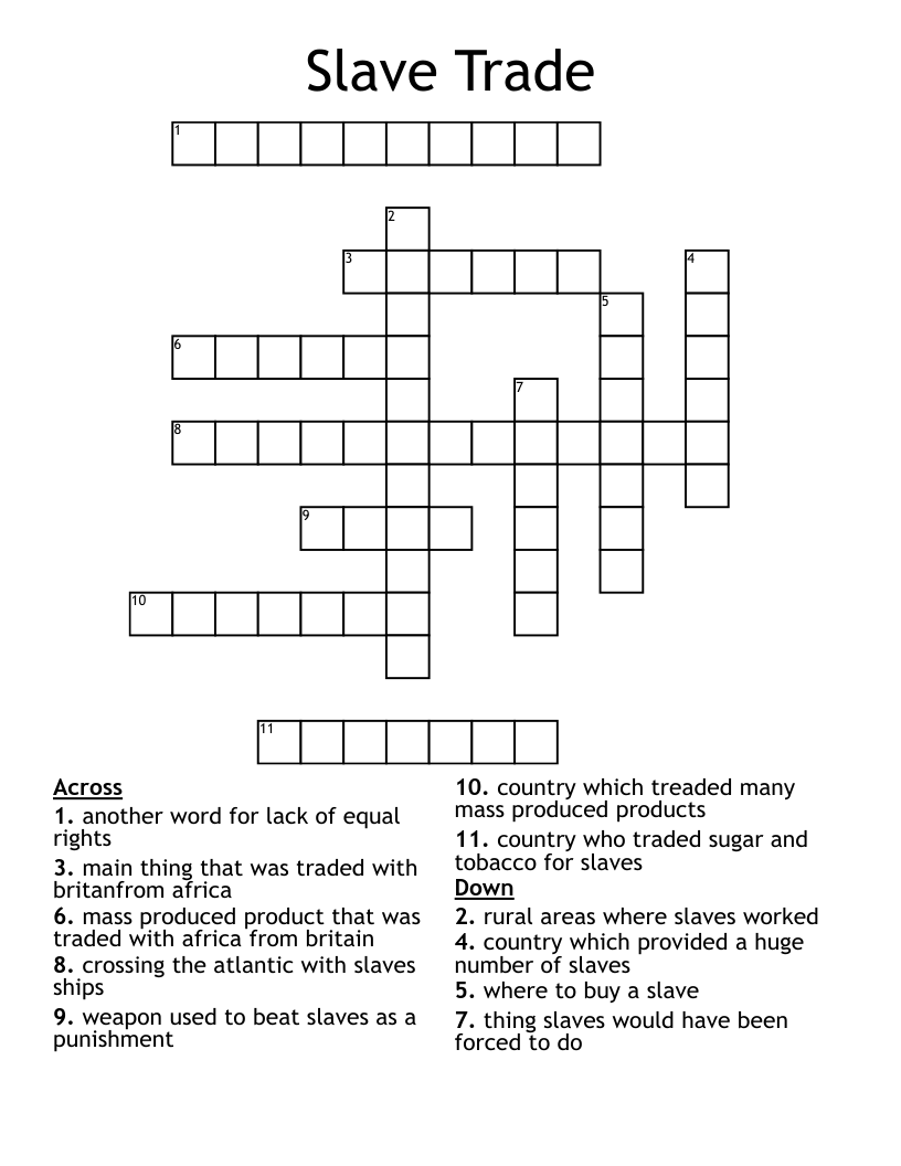 Slave Trade Crossword