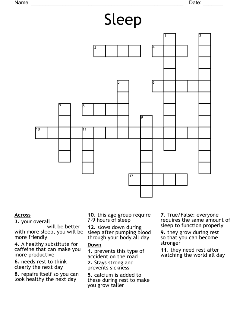 Sleep Crossword