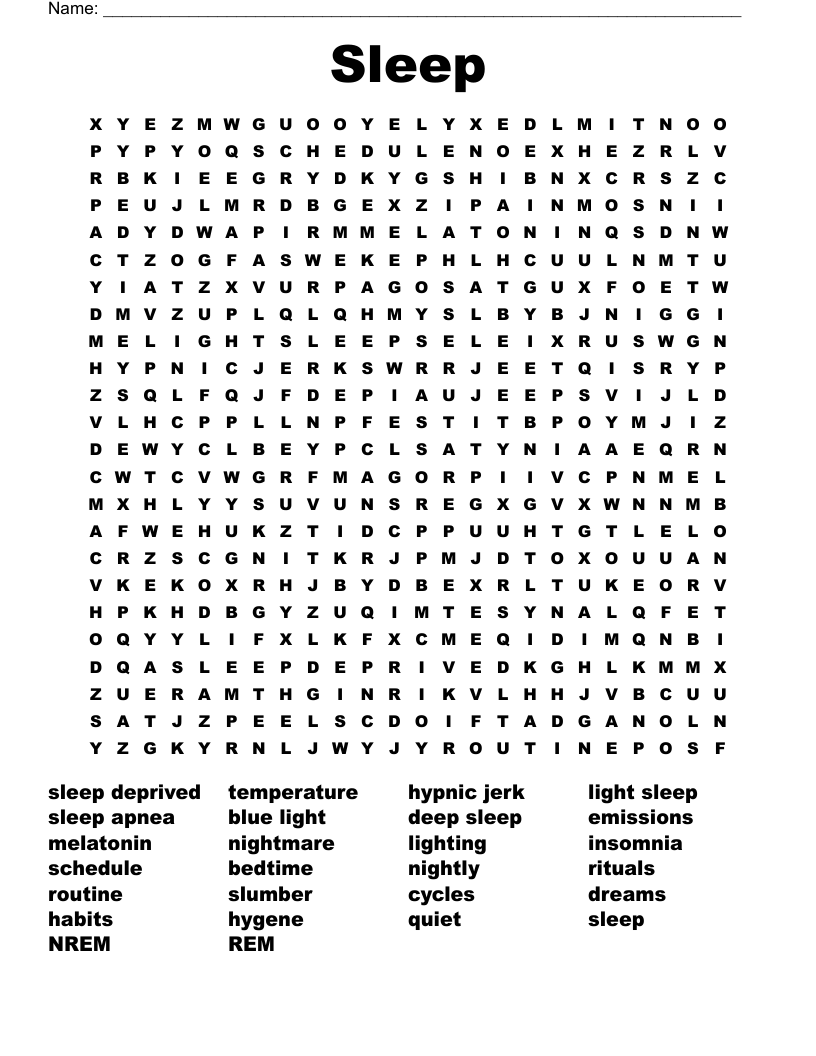 Sleep Word Search