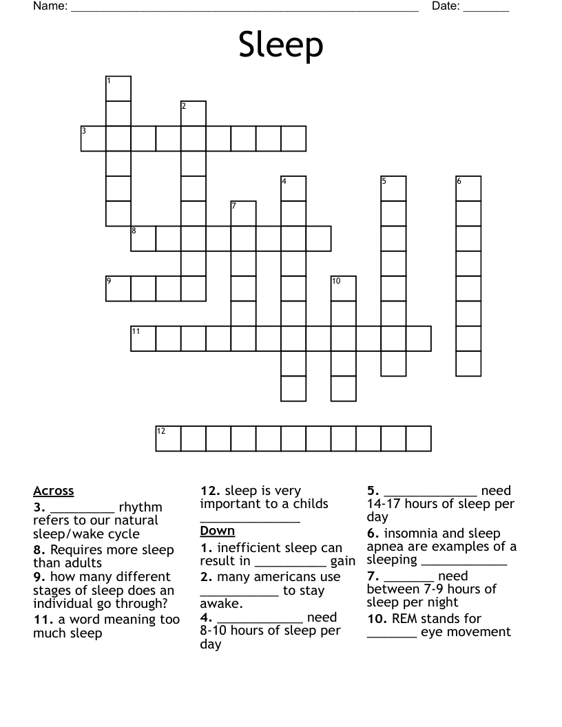 Sleep Crossword