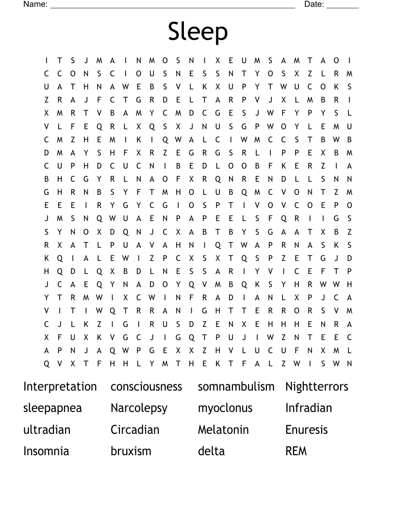 Sleep Word Search