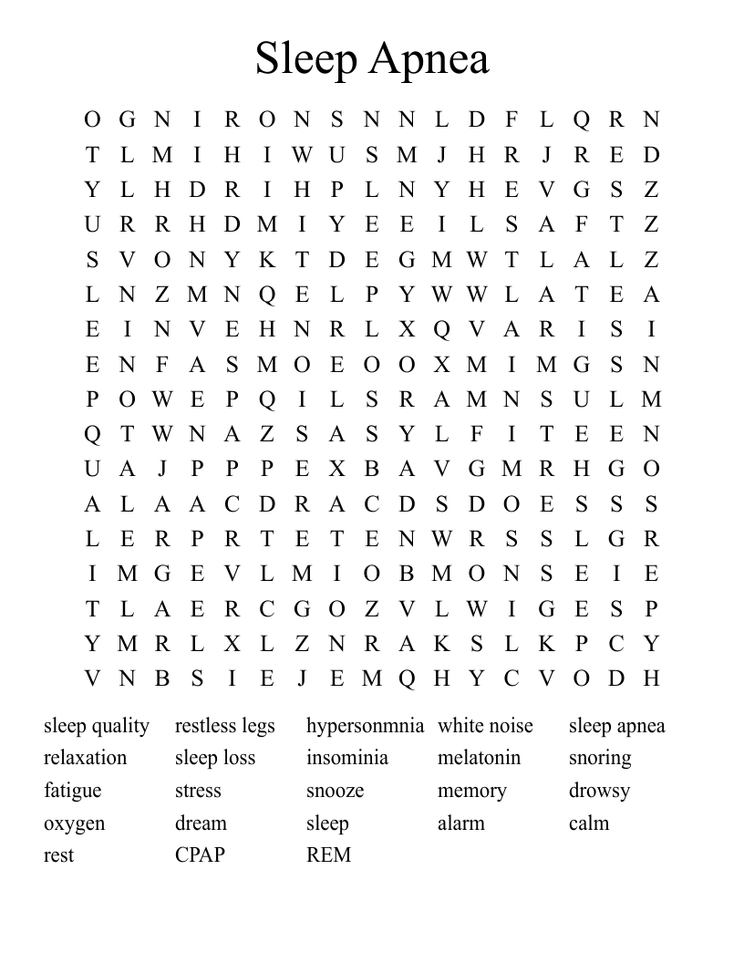 Sleep Apnea Word Search