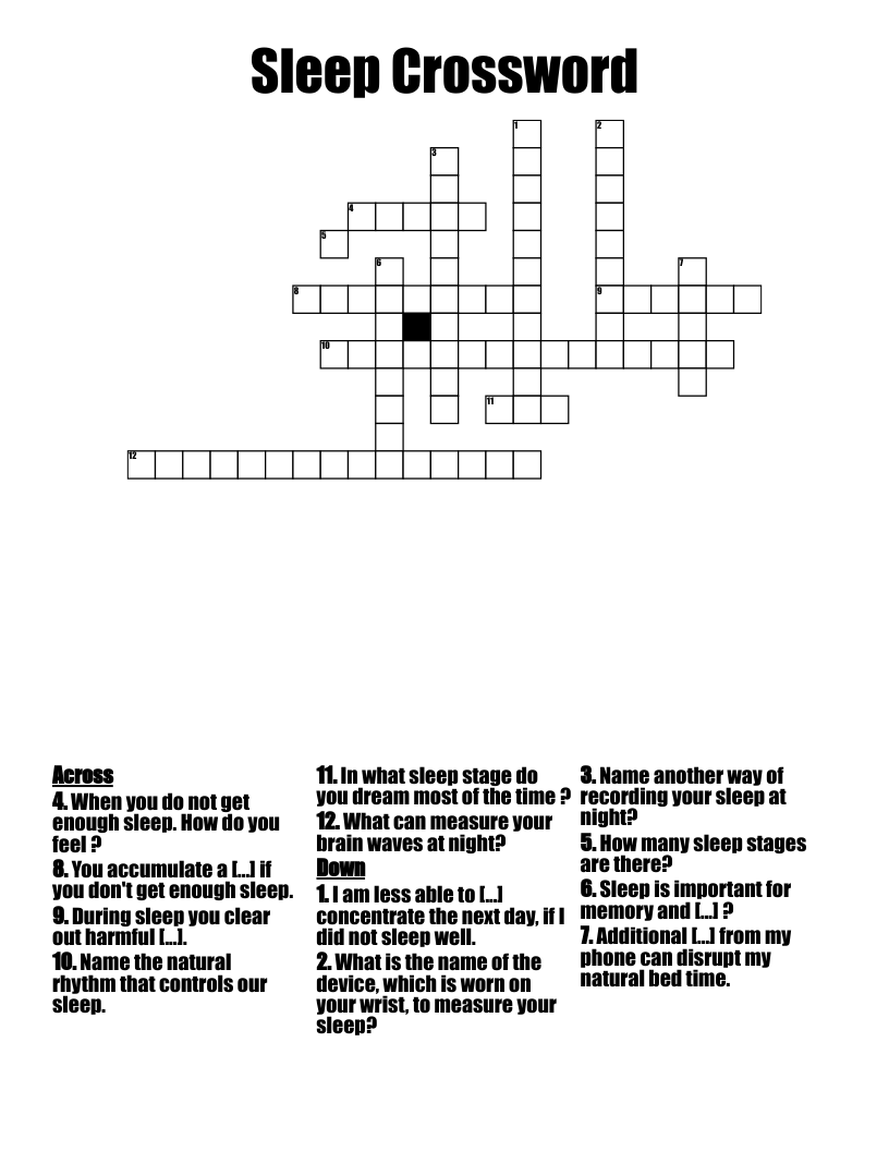 Sleep Crossword