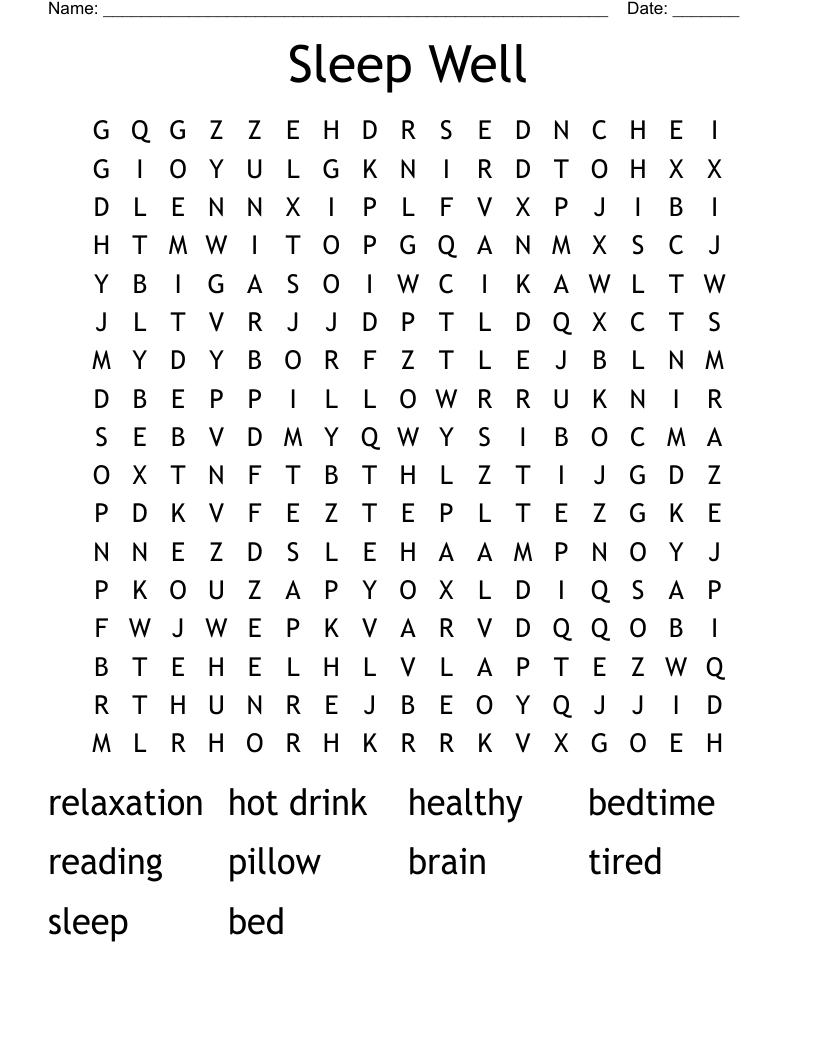 Sleep Well Word Search