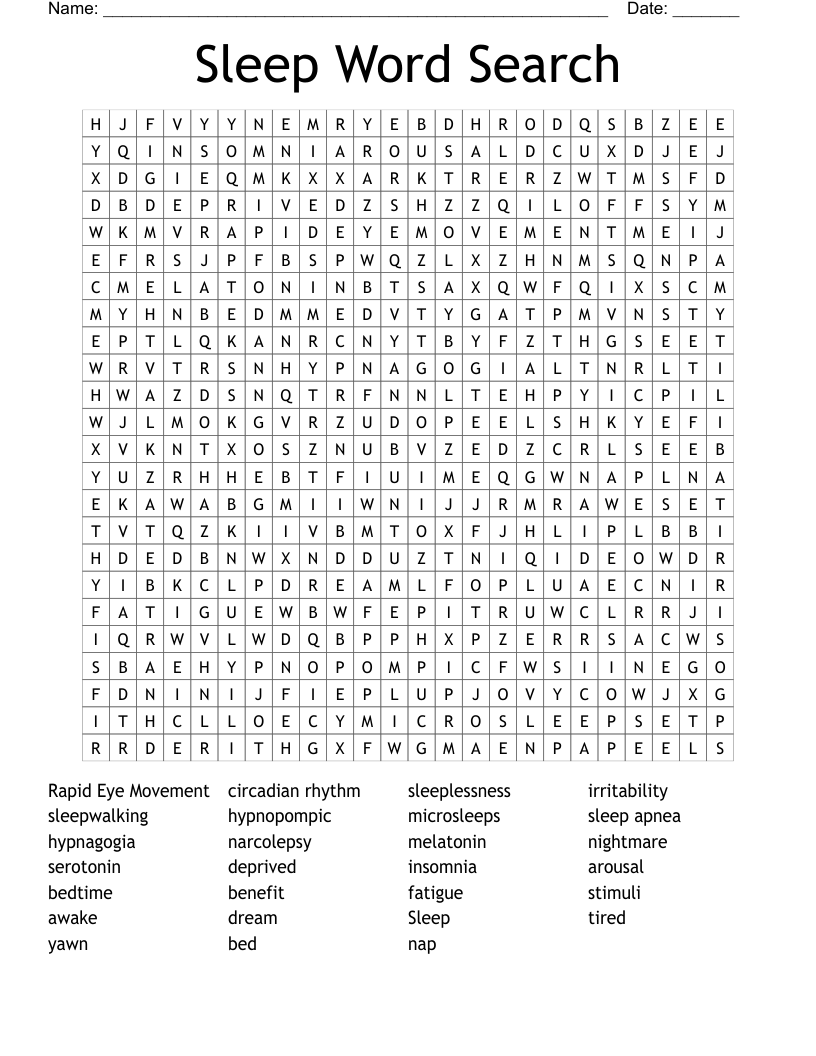 Sleep Word Search