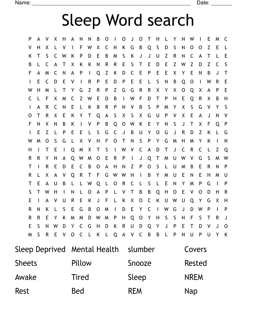 Sleep Word search