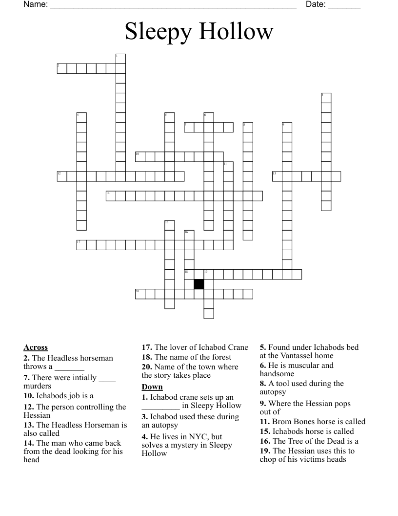 Sleepy Hollow Crossword