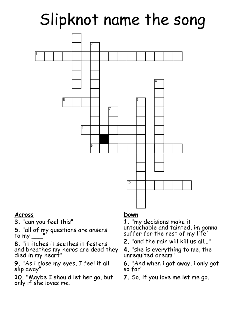Slipknot name the song  Crossword