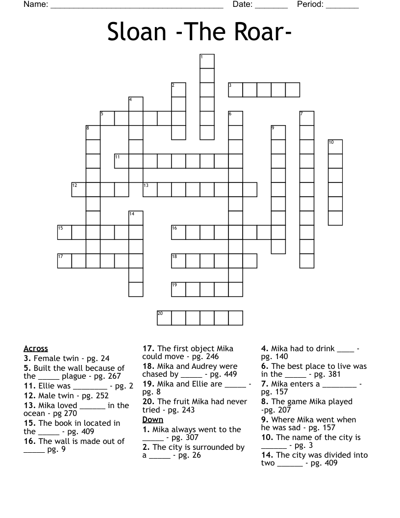 Sloan -The Roar- Crossword