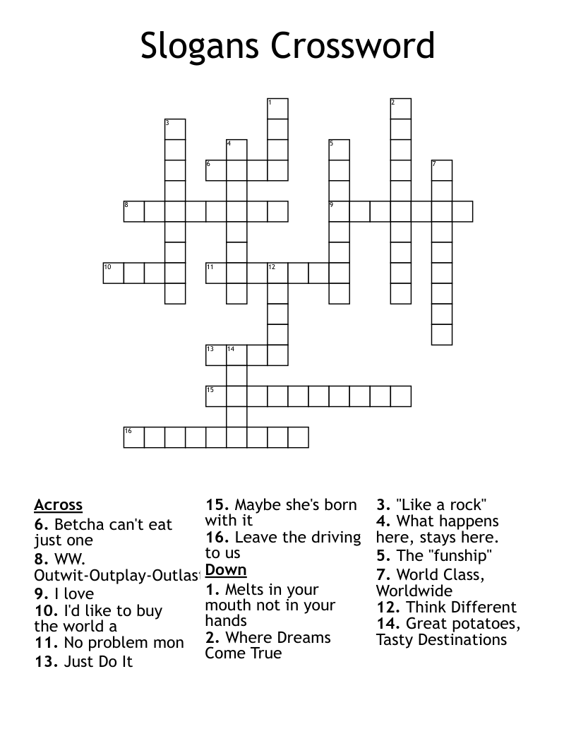 Slogans Crossword