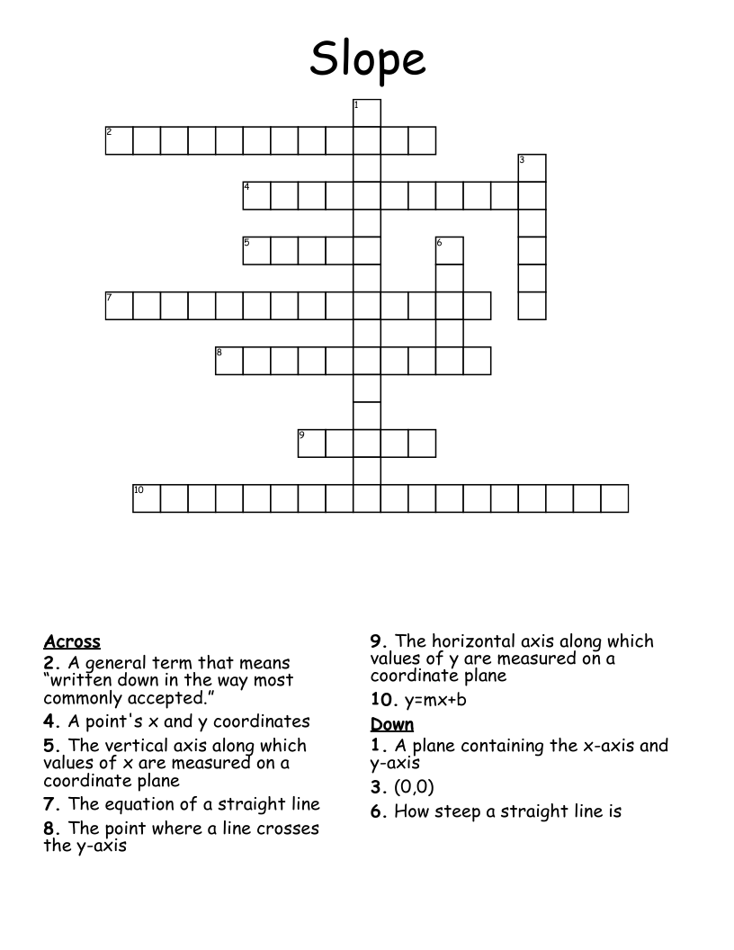 Slope Crossword