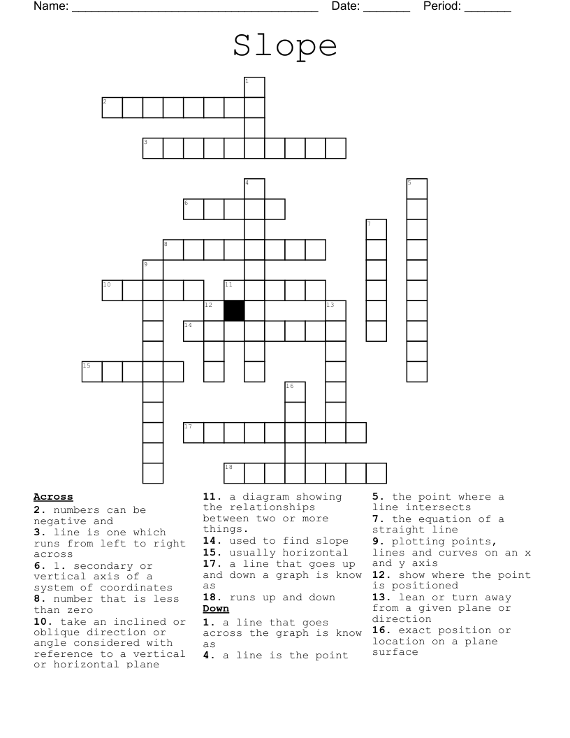 Slope Crossword