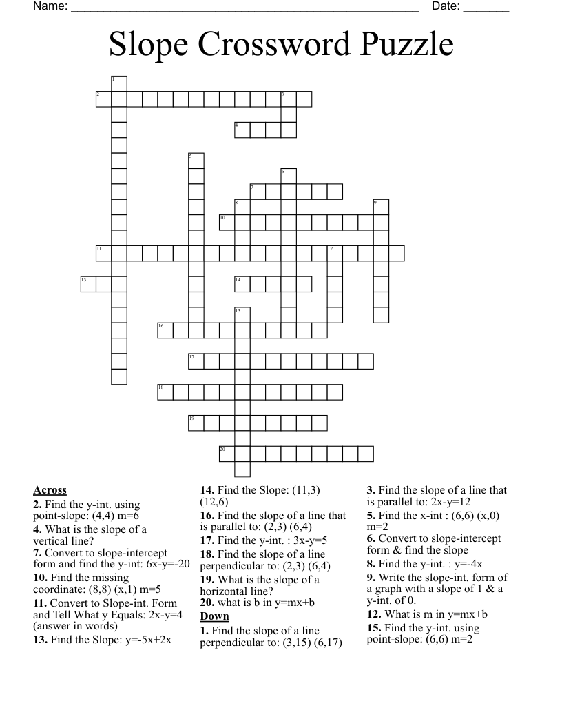 Slope Crossword Puzzle