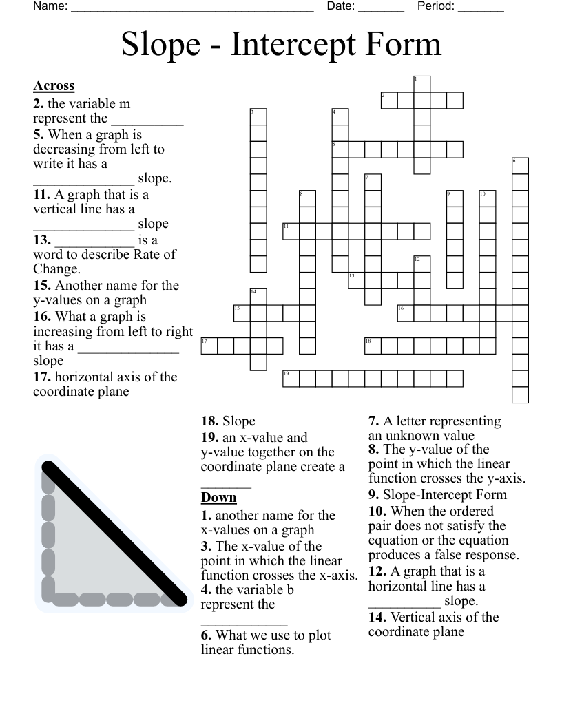 Slope - Intercept Form  Crossword