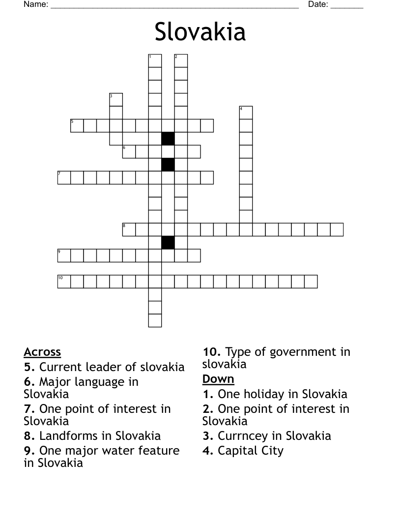 Slovakia Crossword