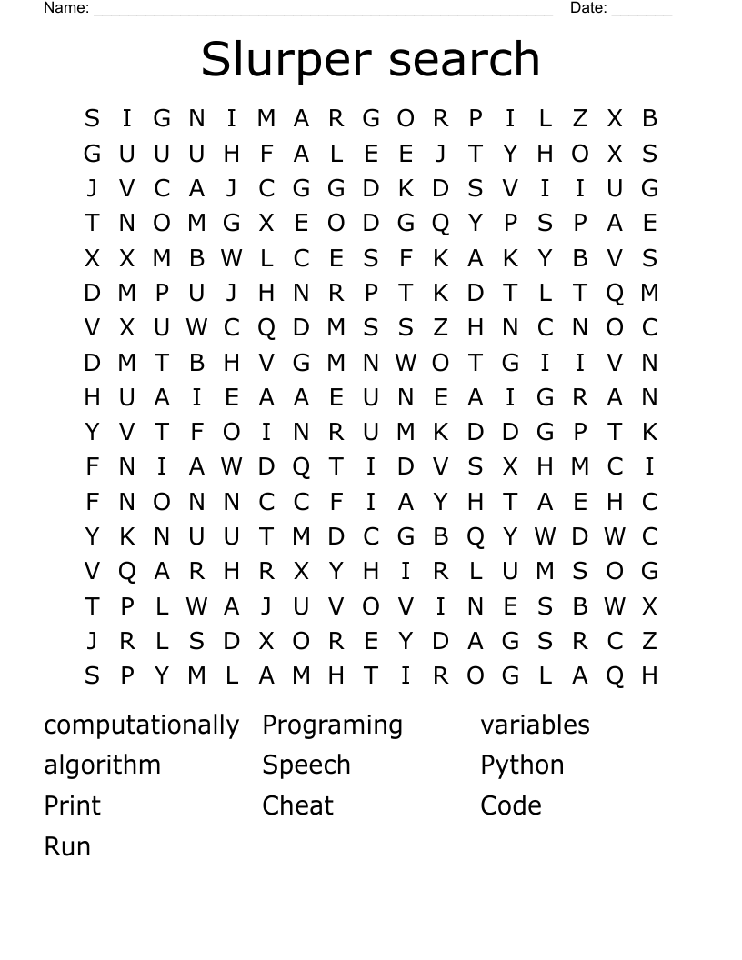 Slurper search Word Search