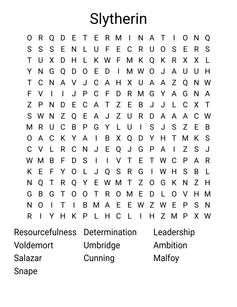 Slytherin Word Search