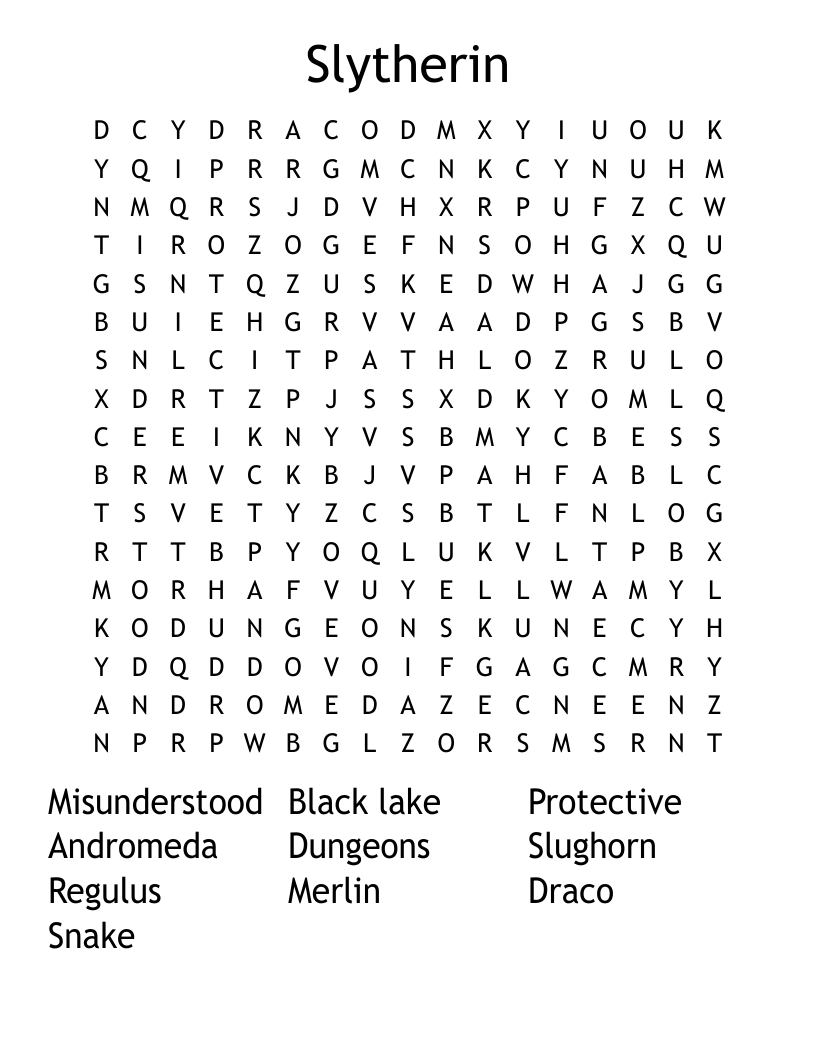 Slytherin Word Search