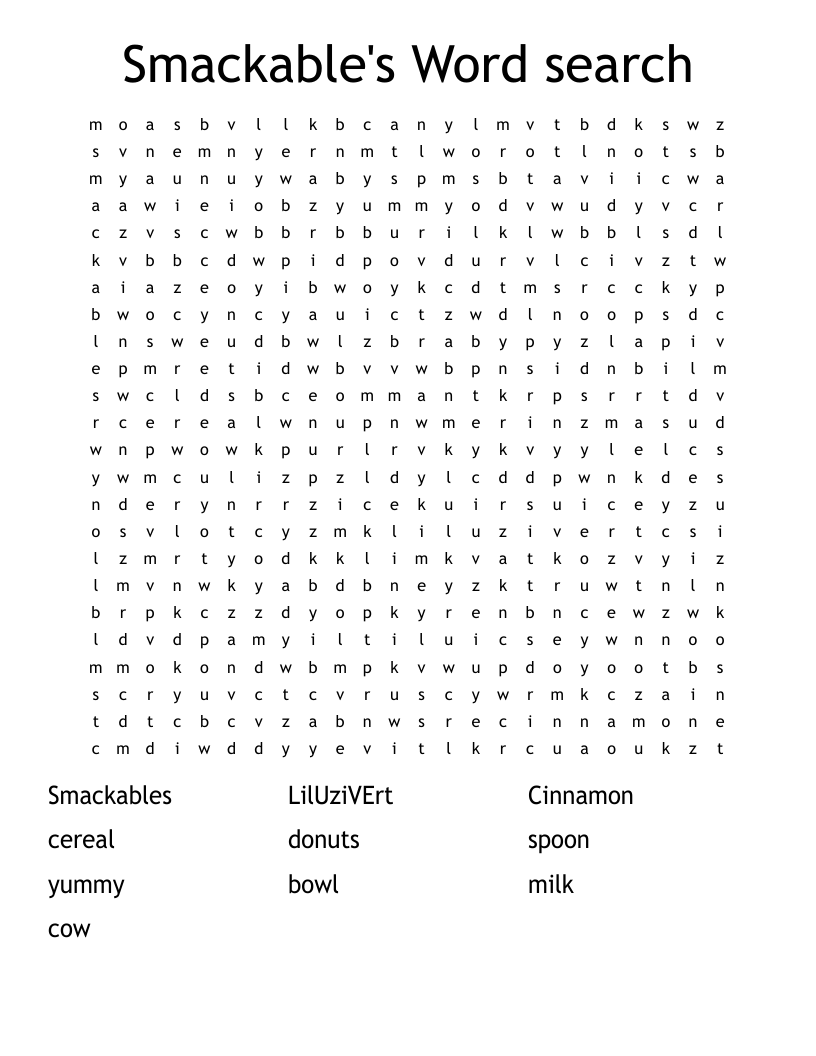 Smackable's Word search