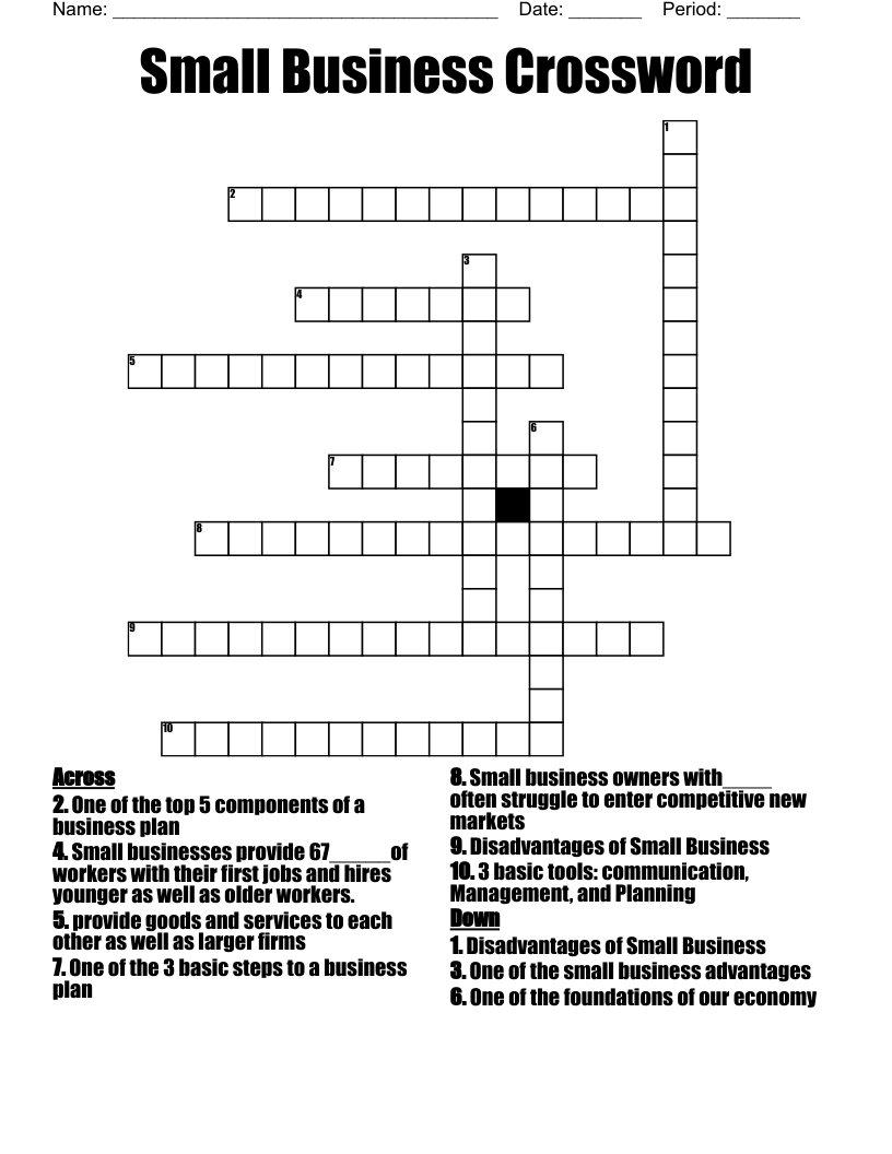 Small Business Crossword 