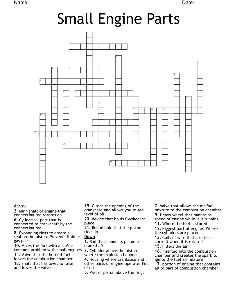 Small Engine Parts Crossword