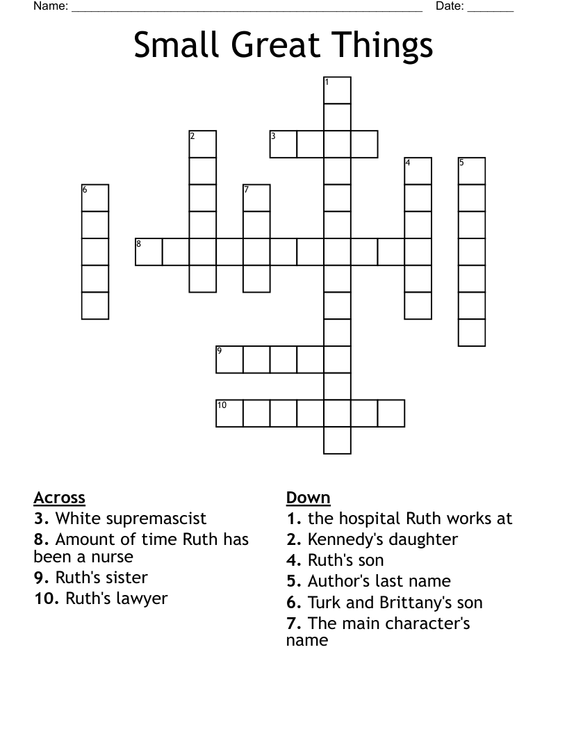 Small Great Things Crossword