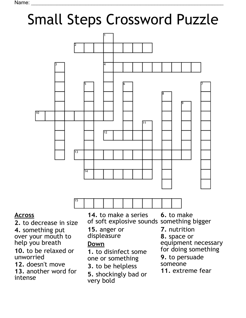 Small Steps Crossword Puzzle 