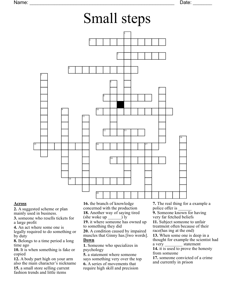 Small steps  Crossword
