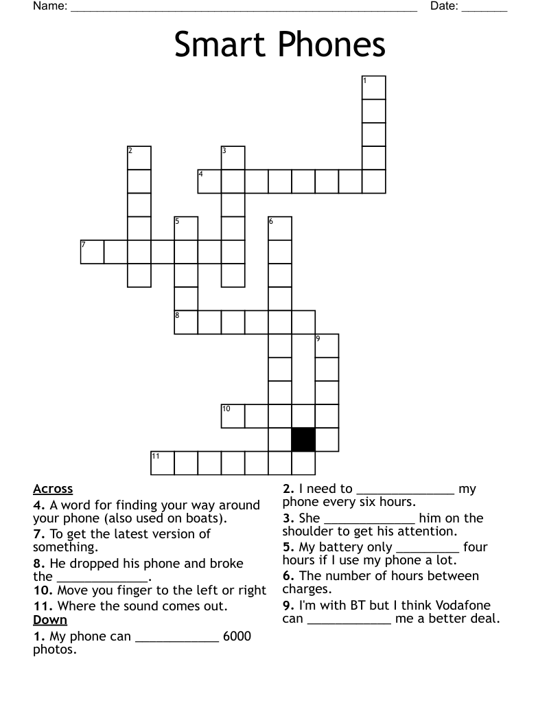 Smart Phones Crossword