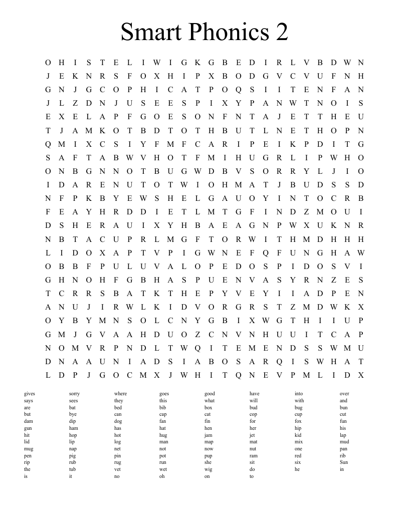 Smart Phonics 2 Word Search