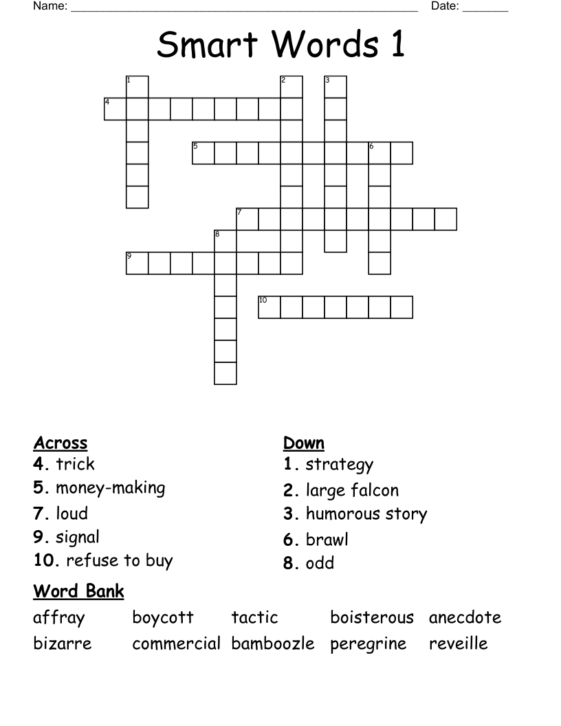 Smart Words 1 Crossword
