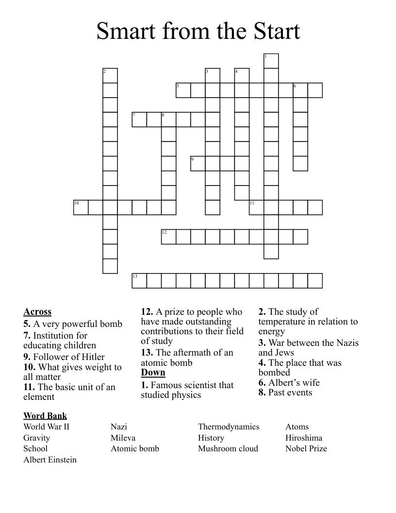 Smart from the Start Crossword
