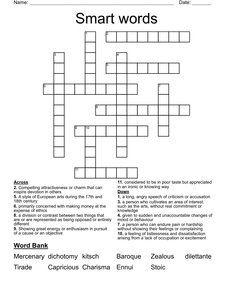 Smart words Crossword