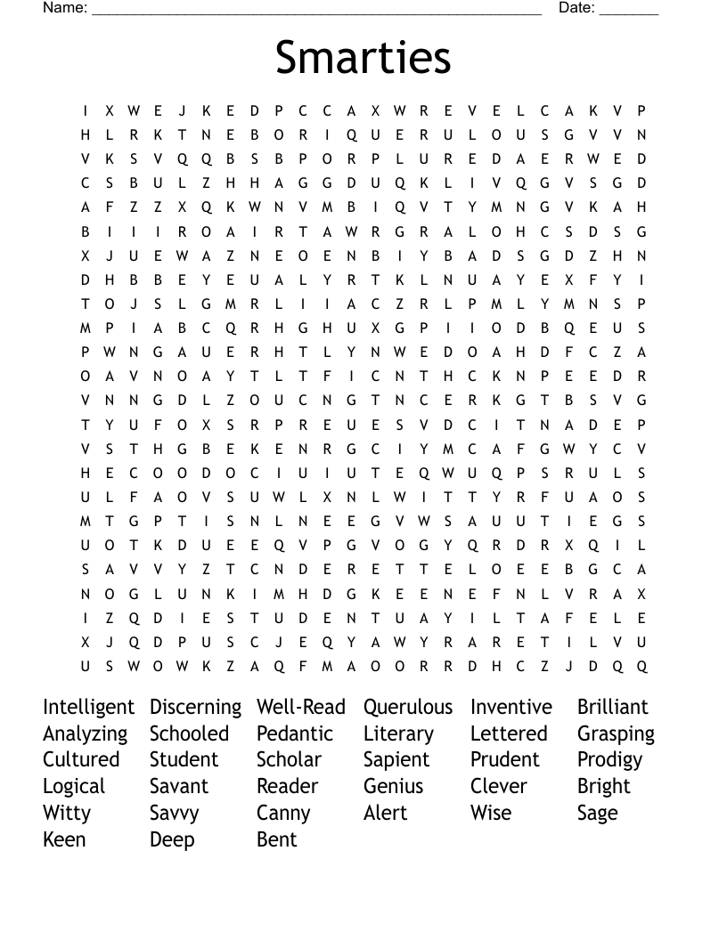 Smarties Word Search