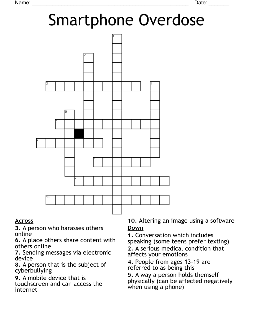Smartphone Overdose Crossword