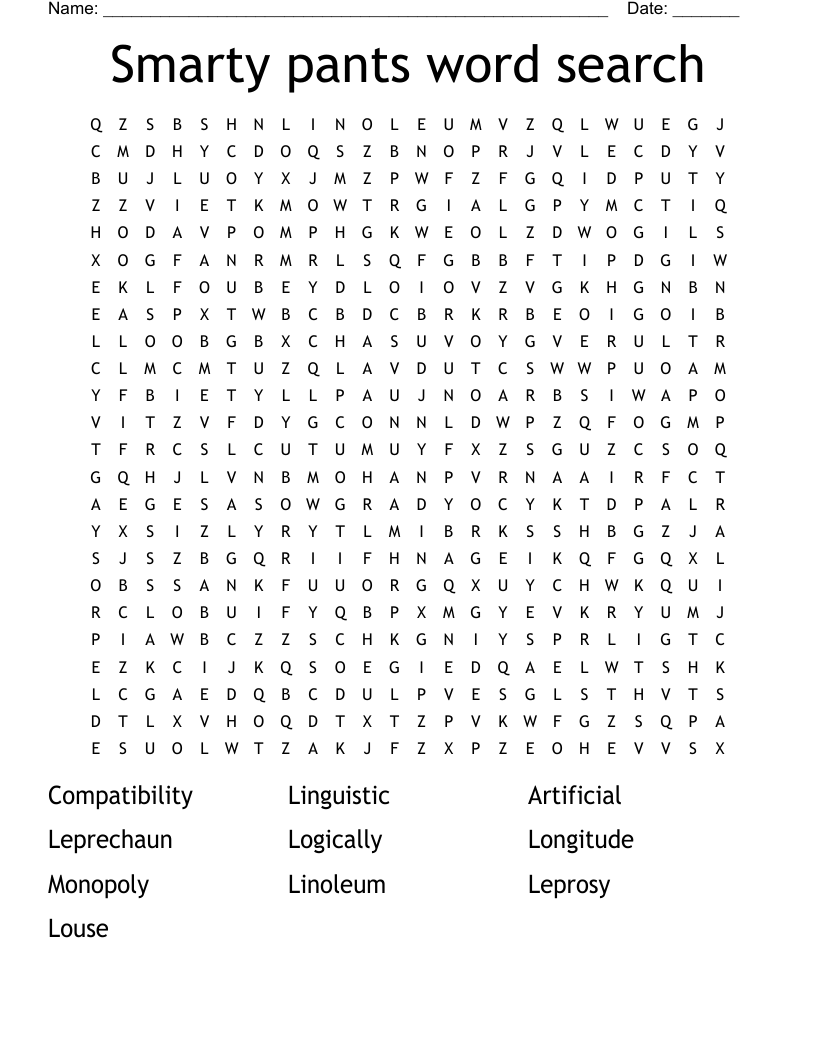 Smarty pants word search
