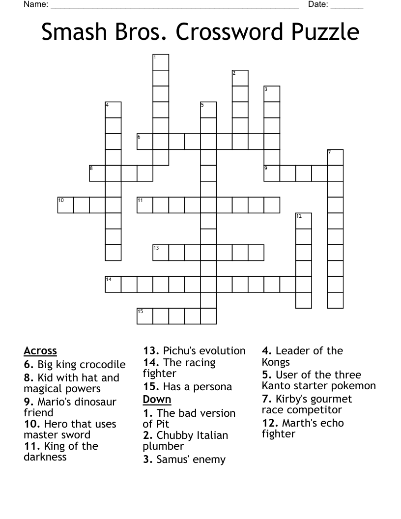 Smash Bros. Crossword Puzzle