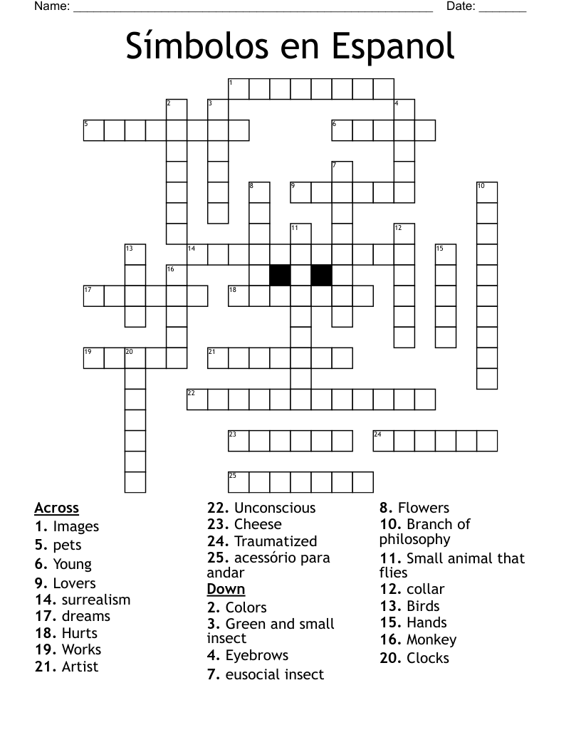 Símbolos en Espanol Crossword