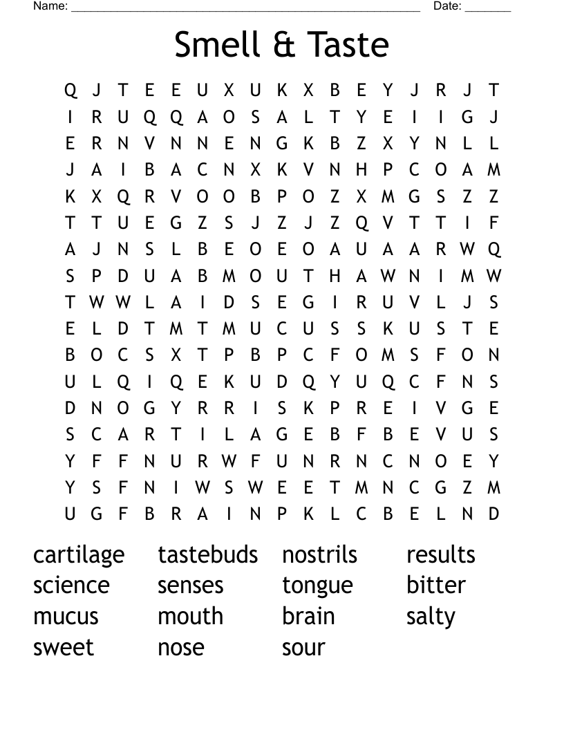 Smell & Taste Word Search